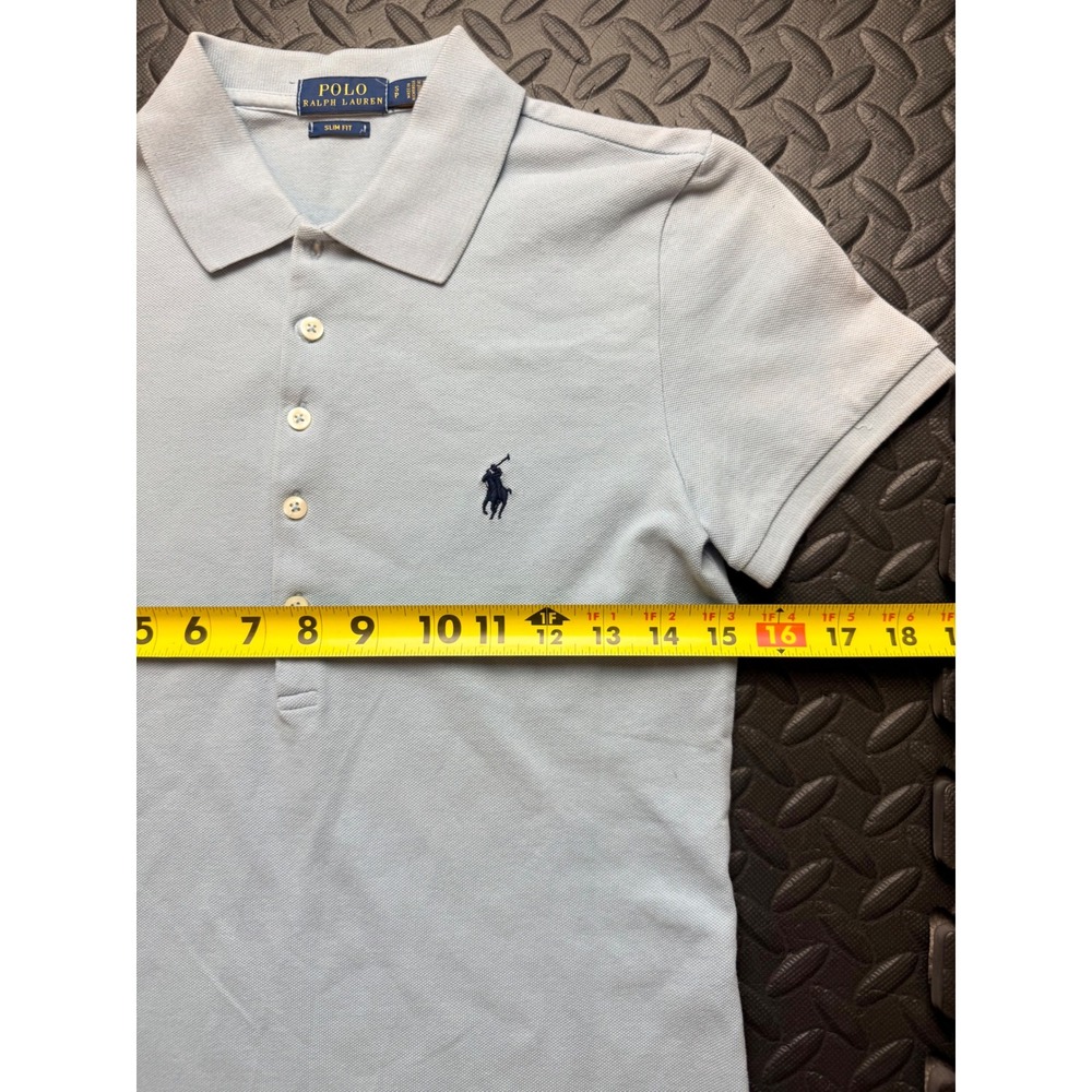 Polo Ralph Lauren Womens Slim Fit Polo Shirt Light Blue Cotton Size S Small - Picture 3 of 8